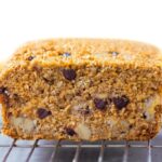 Secret banana bread recipe from @choccoveredkt… impossibly made with no flour, can be modified to fit different diets. Full recipe: http://chocolatecoveredkatie.com/2015/09/28/flourless-banana-bread-recipe/