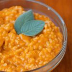 The recipe says “date night” but I like to serve it on Sundays after football… Recipe from @choccoveredkt… easy to make, one-bowl meal. Full recipe: http://chocolatecoveredkatie.com/2015/10/12/vegan-risotto-recipe-pumpkin/