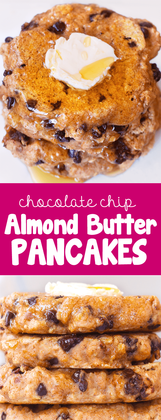 Extra fluffy & oil-free chocolate chip almond butter pancakes, so light and delicious! @choccoveredkt Extra fluffy & oil-free chocolate chip almond butter pancakes, so light and delicious! @choccoveredkt