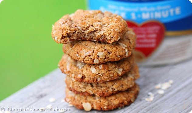 Oat Cookies: https://chocolatecoveredkatie.com/2014/05/14/almond-butter-cookies/