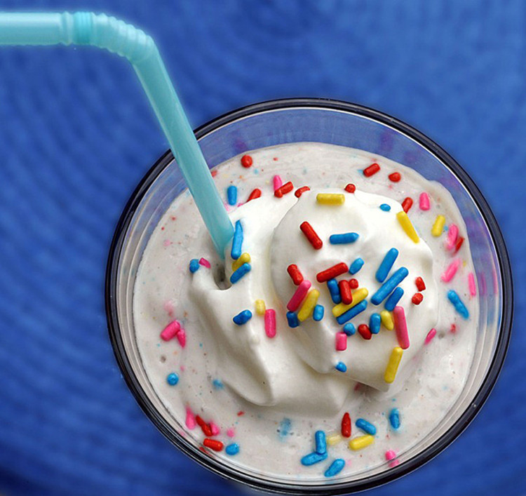 Creamy, sweet, delicious, cake batter milkshake that is secretly healthy!