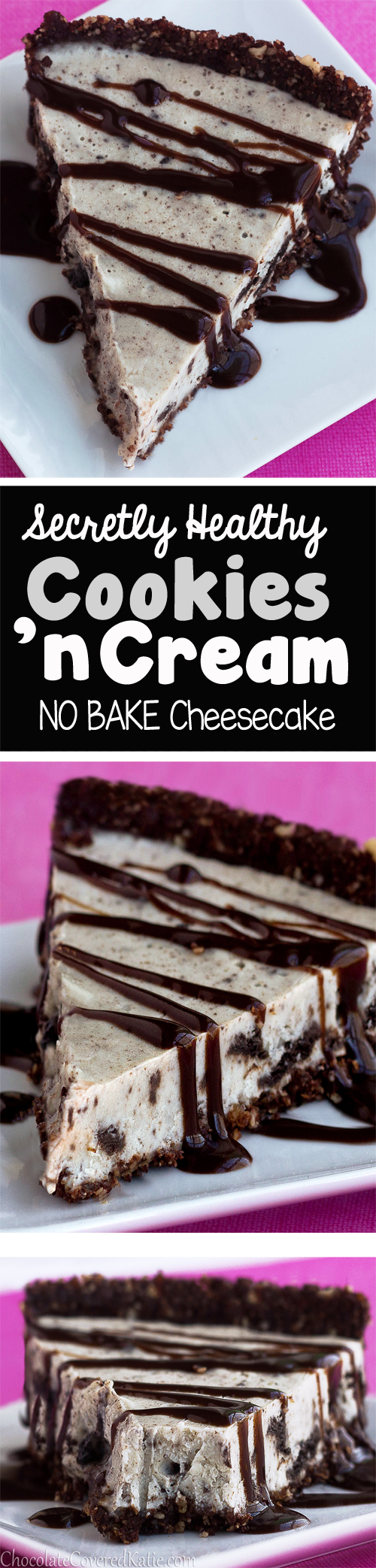 Ultra CREAMY and secretly HEALTHY cookies'n cream raw cheesecake!