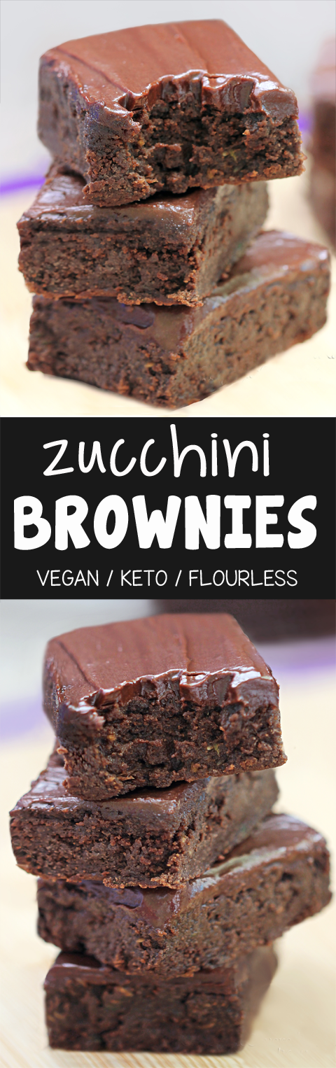 Chocolate Fudge Zucchini Brownies, with keto and vegan options!
