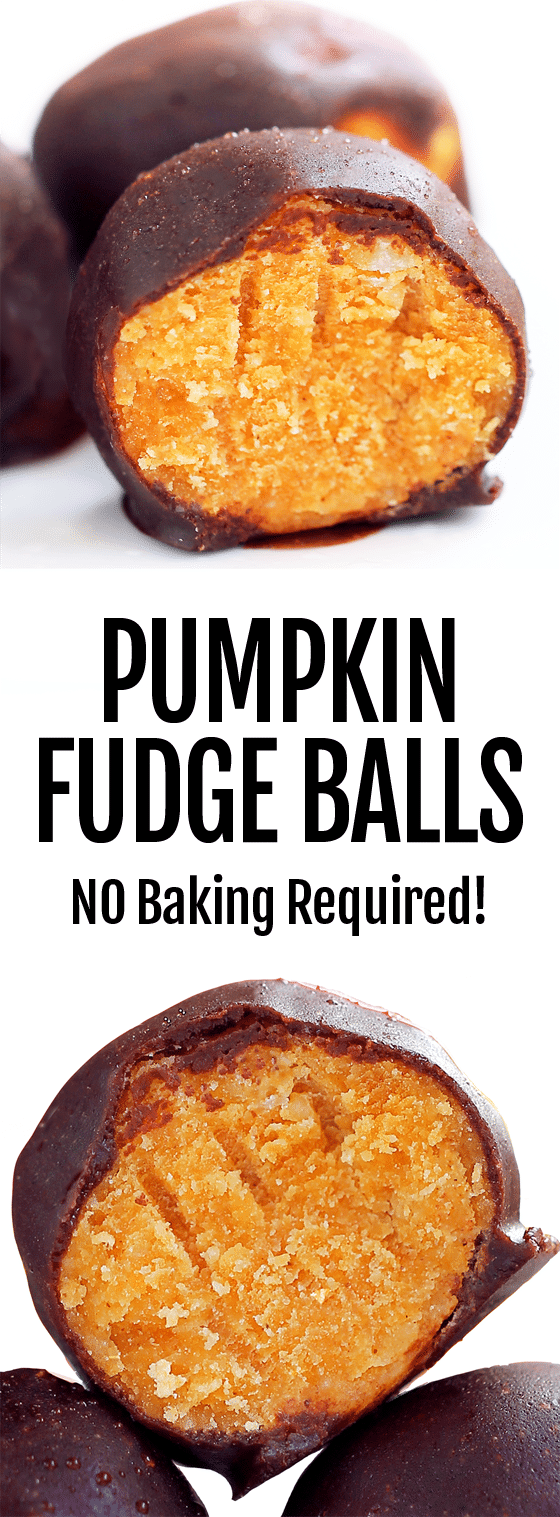 Secretly Healthy No Bake Chocolate Pumpkin Fudge Balls
