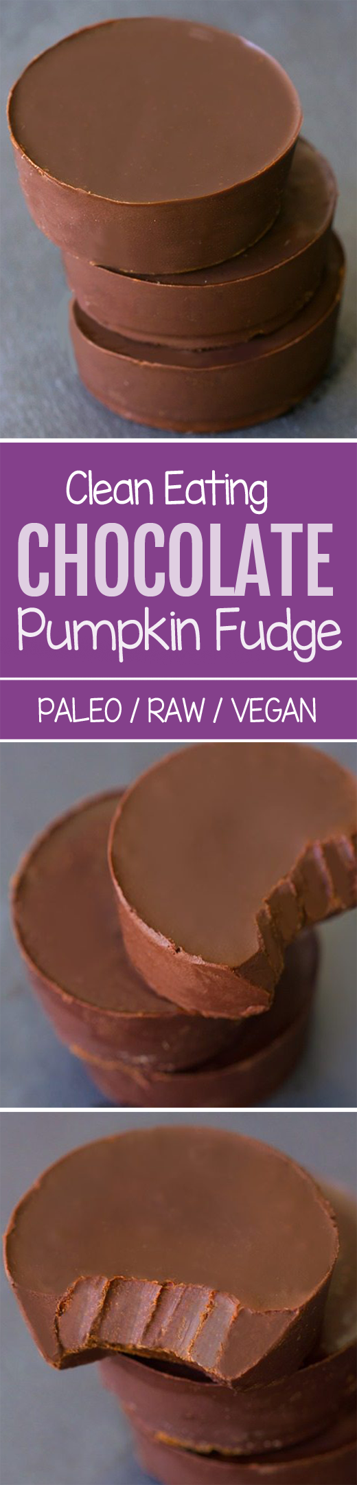 Clean Eating Chocolate Pumpkin Fudge – from @choccoveredkt… 1/2 cup canned pumpkin, 1/4 cup cocoa powder, 1/4 cup… Full recipe: https://chocolatecoveredkatie.com/2015/10/08/chocolate-pumpkin-fudge-vegan-6-ingredients/