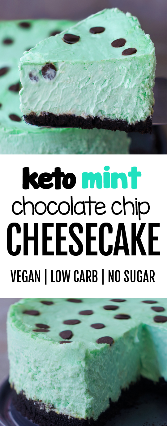 Low Carb Keto Mint Chocolate Chip Cheesecake Recipe