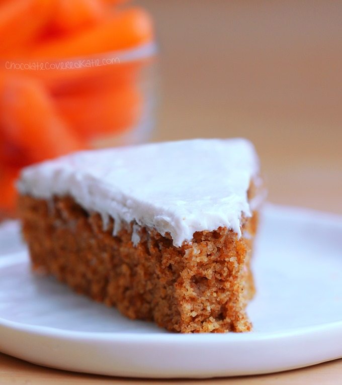 Super Moist Classic Carrot Cake - With a secretly healthy cream cheese icing... This is hands-down my favorite carrot cake recipe, & it's even good for breakfast! @choccoveredkt... https://chocolatecoveredkatie.com/