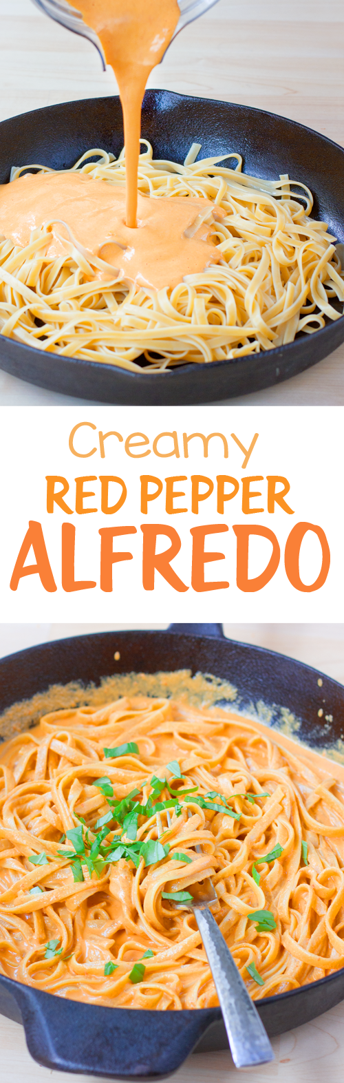 Easy 6 Ingredient Creamy Red Pepper Alfredo Sauce