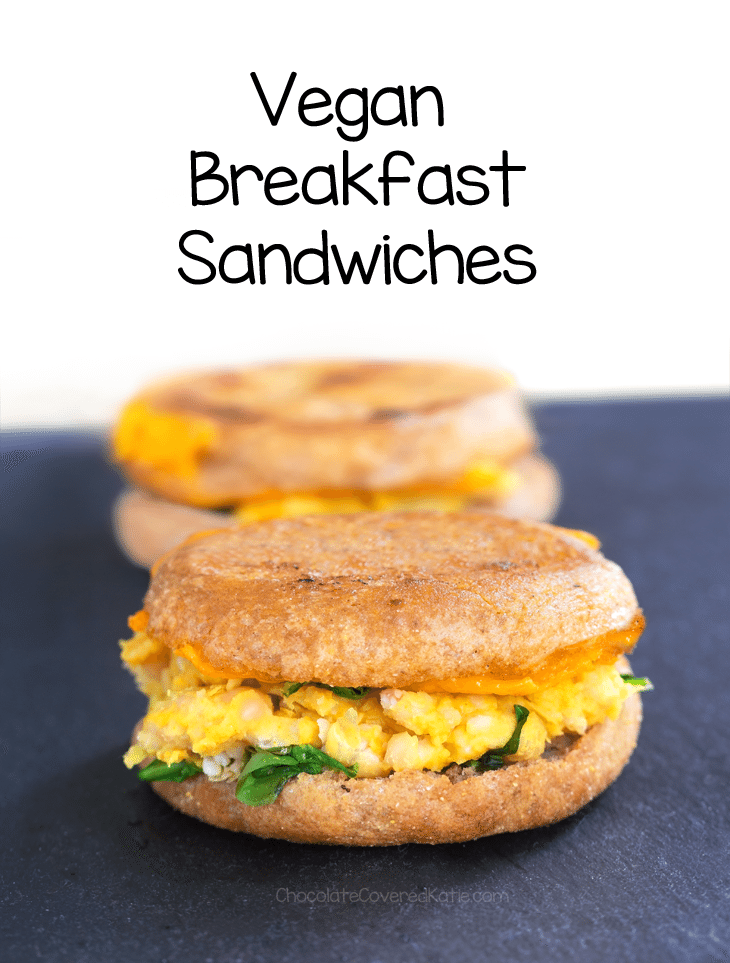 Totally vegan and soy-free, this vegan breakfast sandwich recipe is an easy, healthy recipe to take on the go!