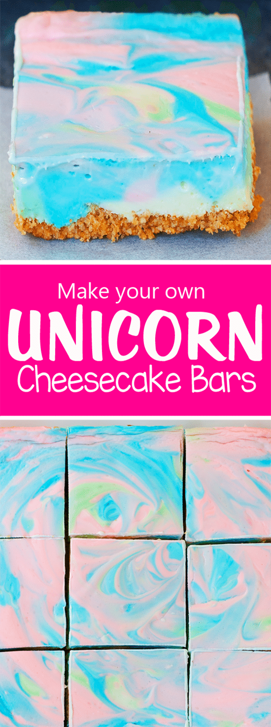 These whimsical unicorn cheesecake bars are like something straight from a fairytale. 
