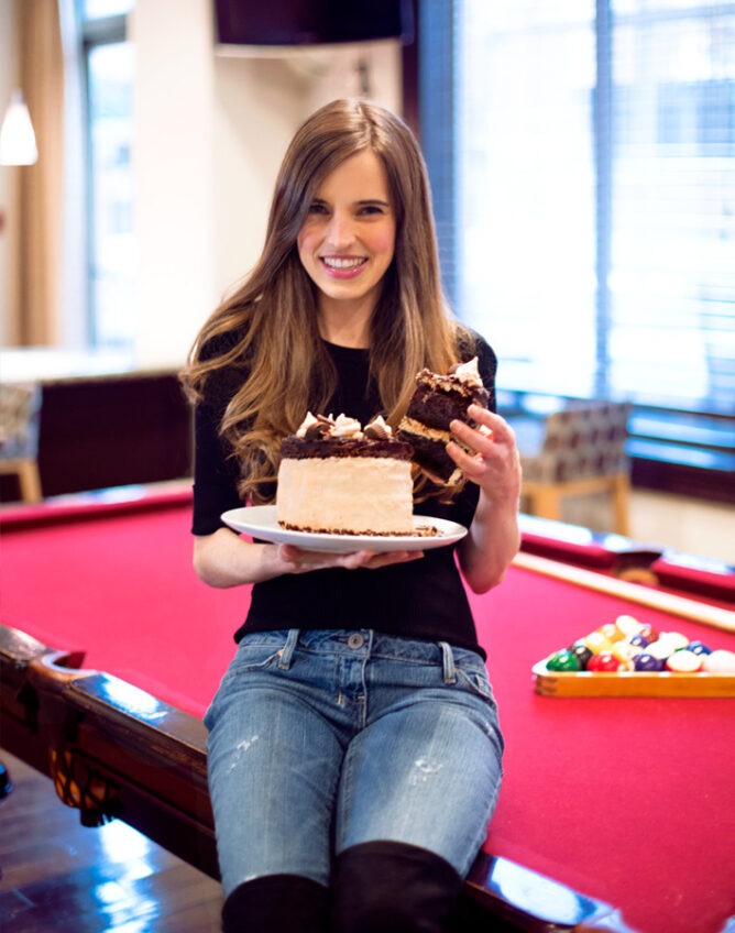 A girl who eats a cake