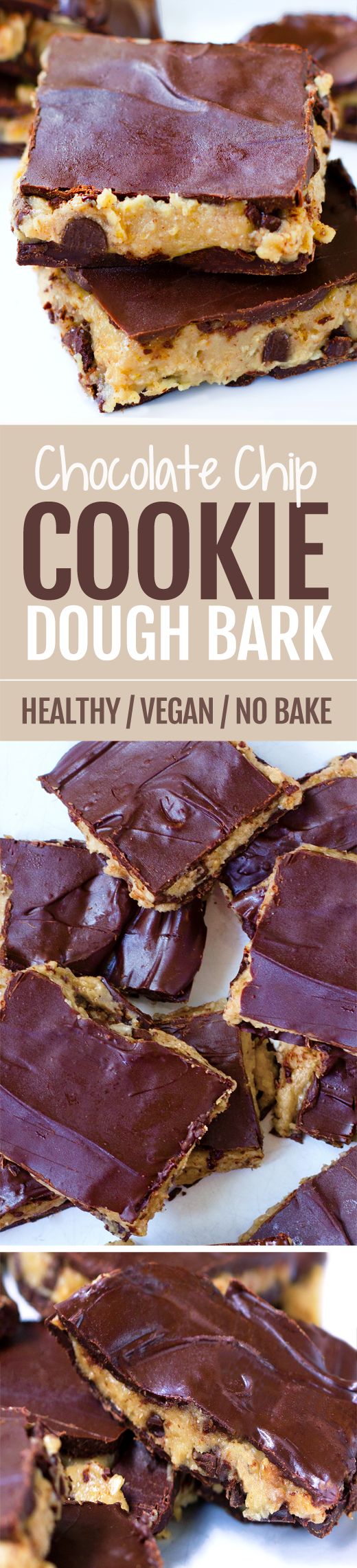 Soft cookie dough bars with a rich chocolate coating, just 8 ingredients and totally vegan! #vegan #chocolate #dessert #healthy