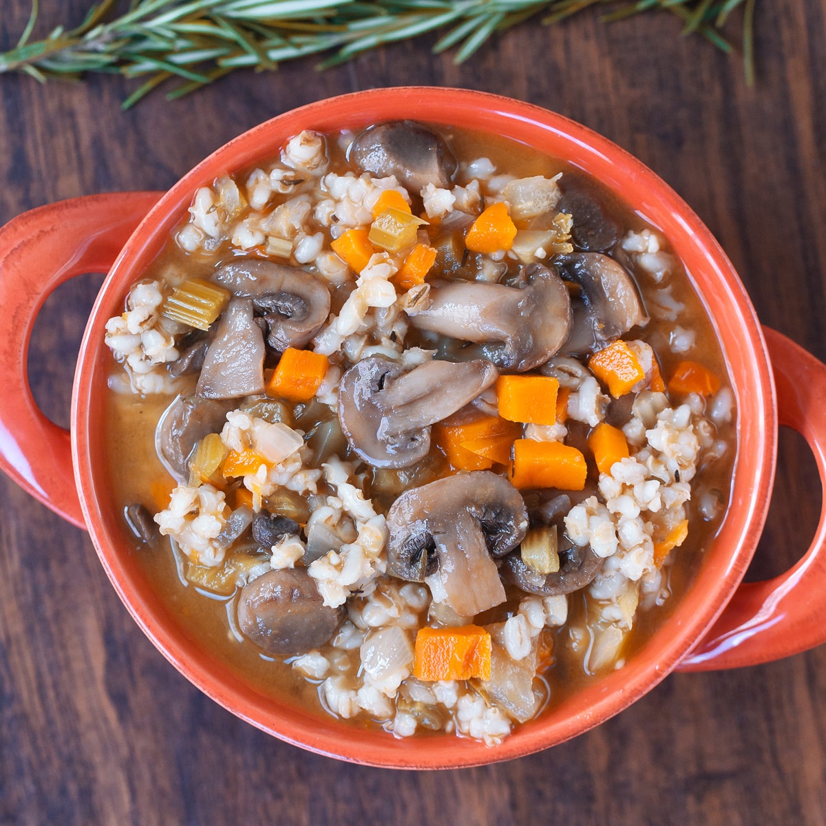 Vegetarian Mushroom Barley Soup - Ahead of Thyme