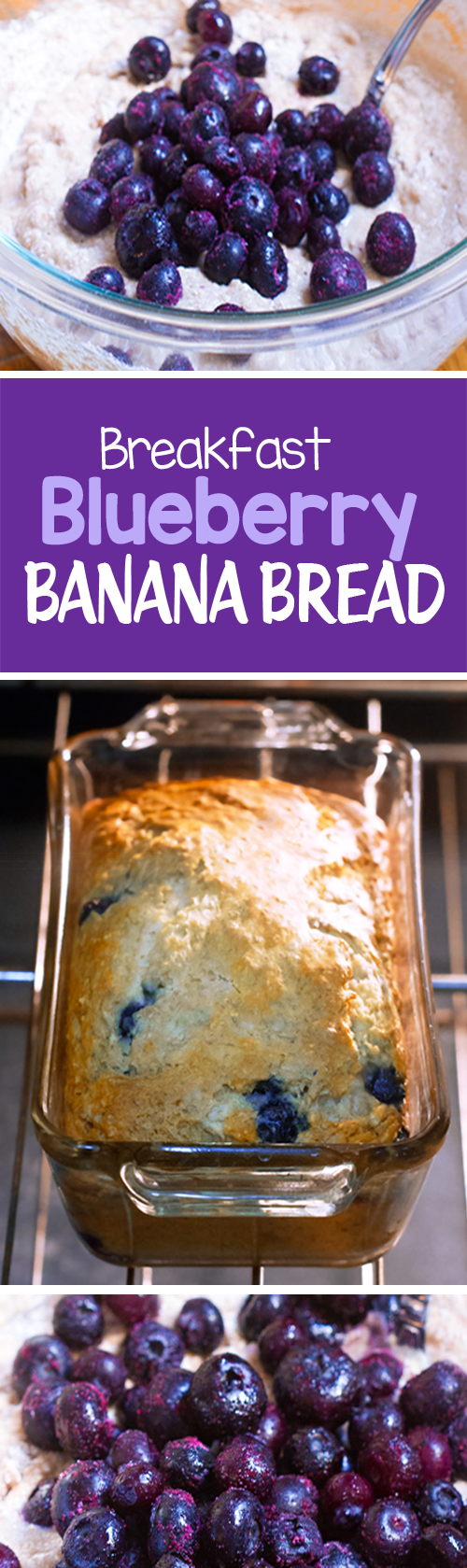 Blueberry Banana Bread, with NO oil, and no refined sugar, great for breakfast