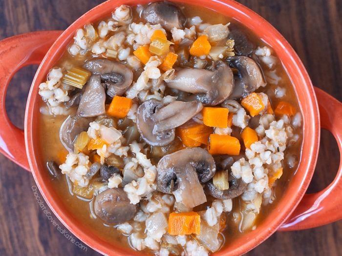 Vegetarian Mushroom Barley Soup - Cozy Peach Kitchen