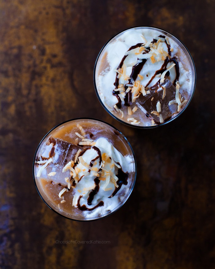 Coconut Mocha Iced Coffee with Ello Products Travel Mugs - Smile