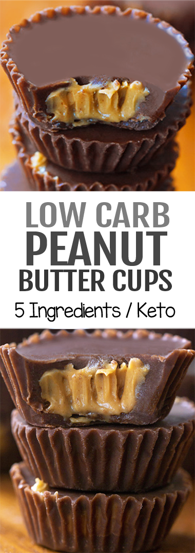 Low Carb Peanut Butter Cups, with just 5 ingredients (keto, vegan)