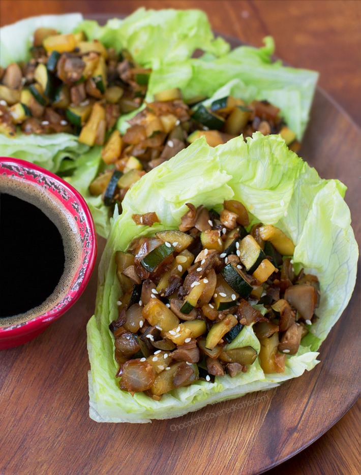 Vegetarian Lettuce Cups Stuffed with Greek Salad