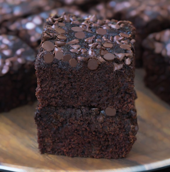 Chocolate banana snack cake with chocolate chips