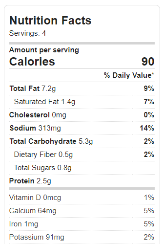 nutrition label