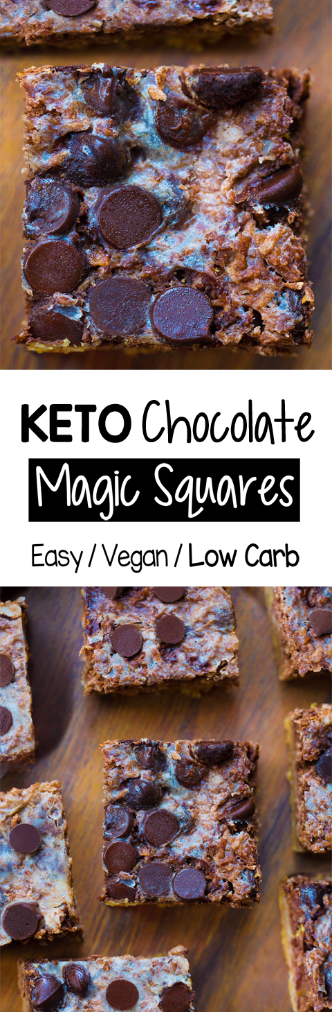 Low Carb Keto Chocolate Chip Magic Bars (Sugar Free, Vegan)