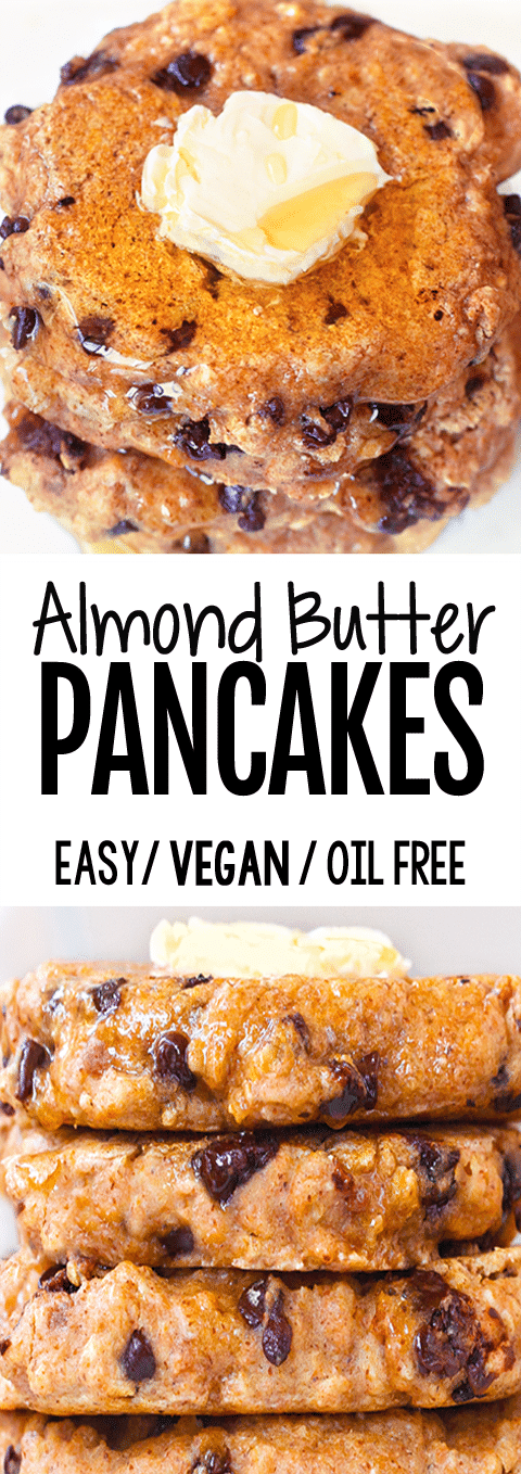Secretly Healthy Almond Butter Pancakes (Oil Free)