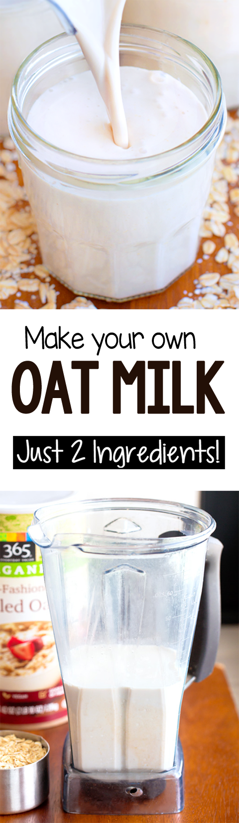Homemade Oat Milk, just 2 ingredients, so creamy, and an easy vegan diet recipe