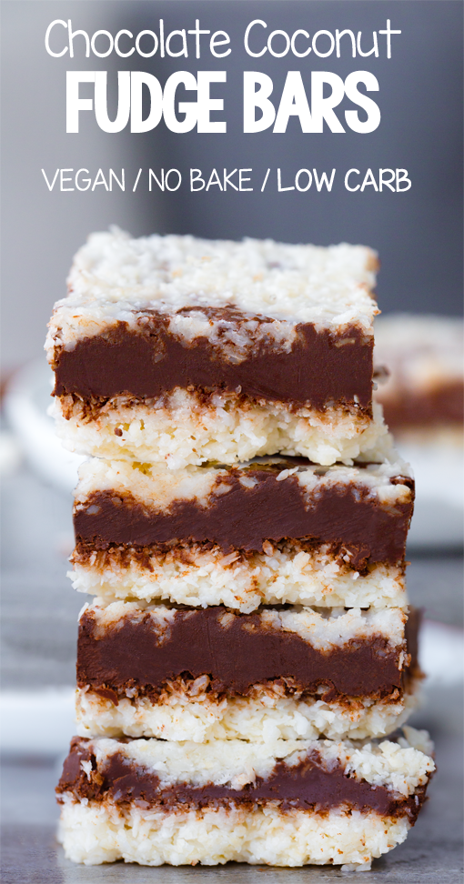 LOW CARB No Bake Coconut Chocolate Fudge Bars