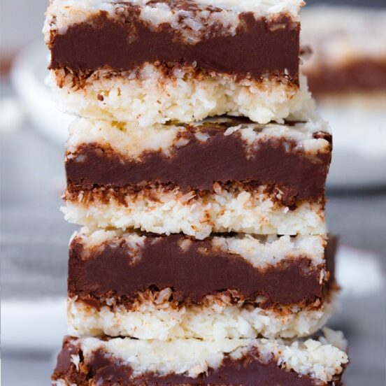 No Bake Chocolate Coconut Fudge Bars - Chocolate Covered Katie