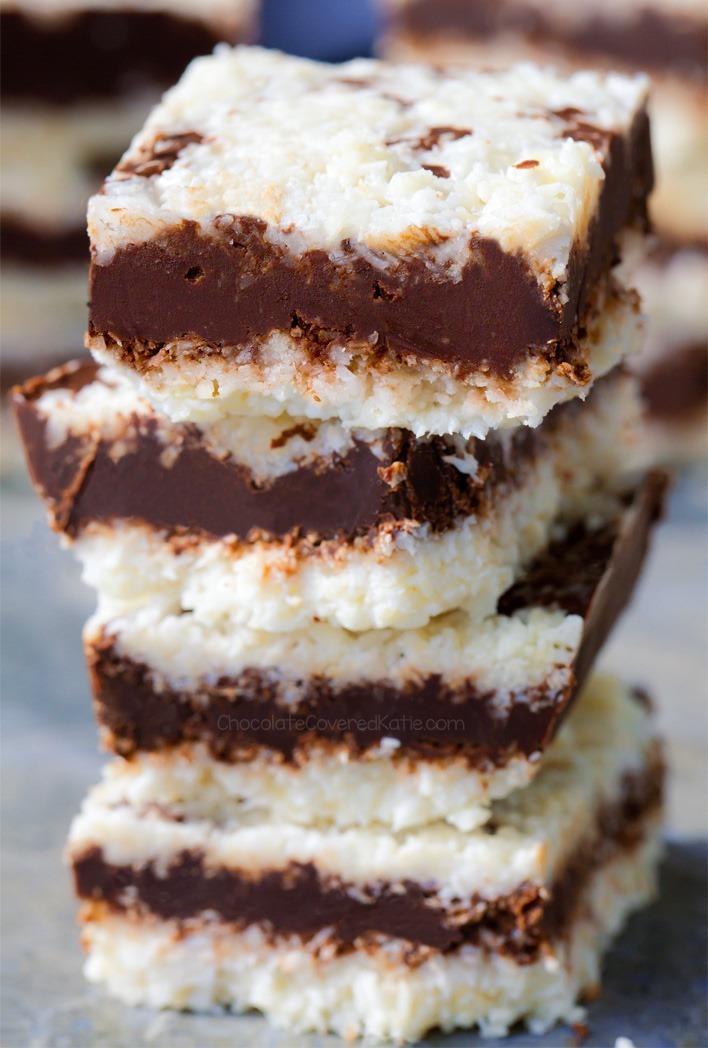 NO BAKE Chocolate Coconut Bars (Healthy, Vegan)