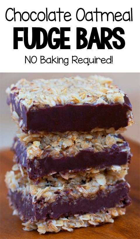 NO BAKE Gooey Chocolate Oatmeal Fudge Bars