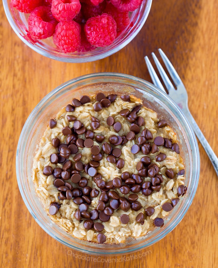 Single Serving Chocolate Chip Cookie Dough Baked Oatmeal