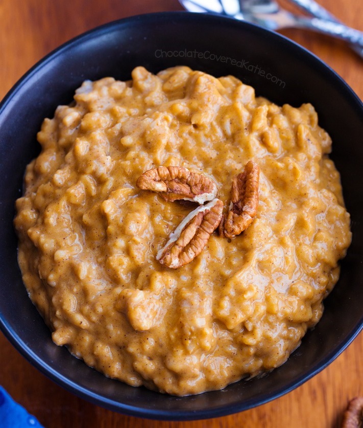 Pastel de Calabaza de Avena en el Desayuno Cuencos