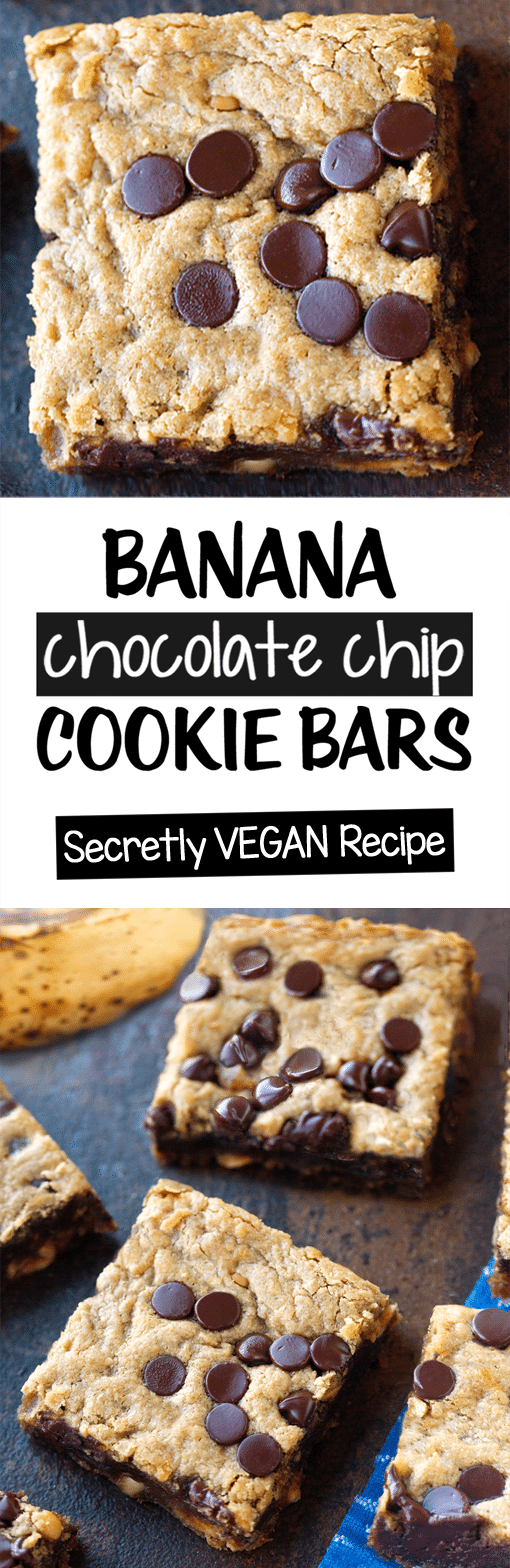 Secretly Vegan Chocolate Chip Cookie Banana Bars Recipe