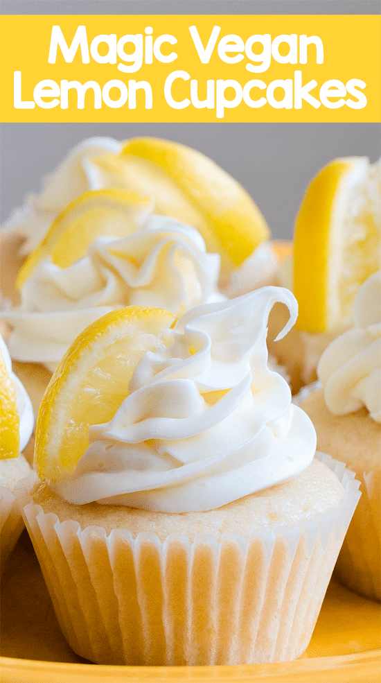 Healthy vegan lemon cupcake with vanilla frosting