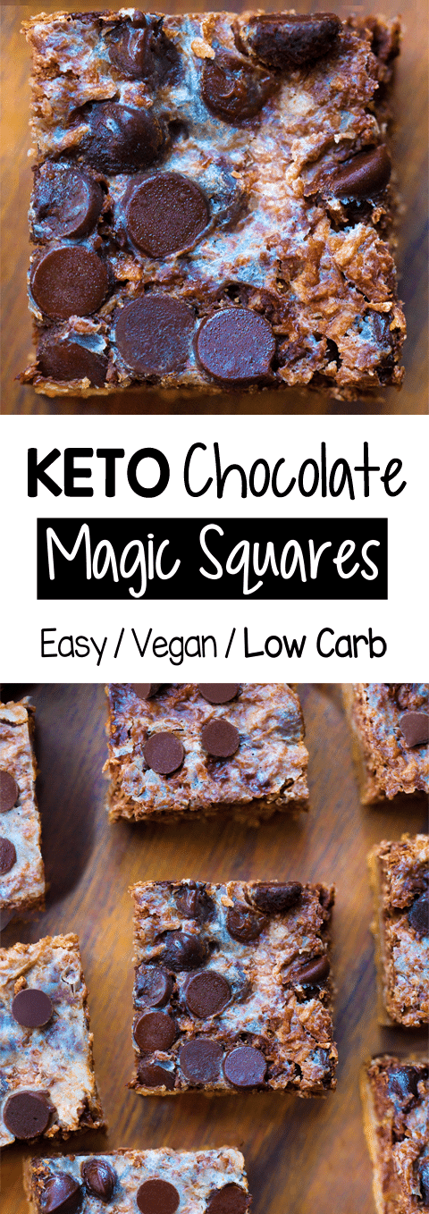 Low Carb Keto Chocolate Chip Magic Bars (Sugar Free, Vegan)