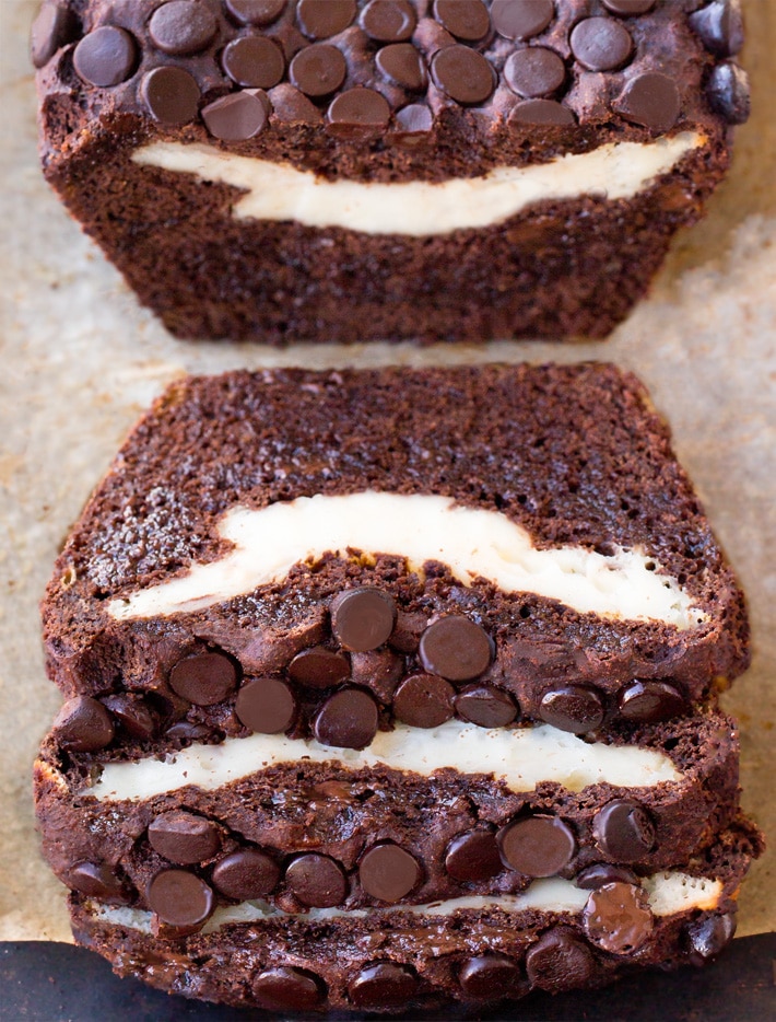 Chocolate cheesecake stuffed with banana bread