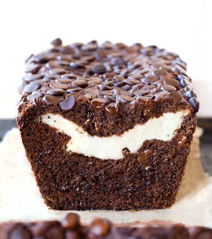 Healthy Chocolate Banana Bread With Cream Cheese Filling