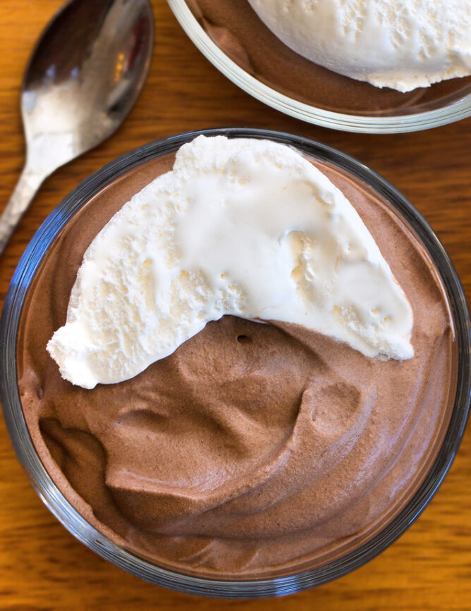Egg Free Sugar Free Chocolate Mousse 668x867 - Chocolate Frozen Yogurt - Creamy, Healthy Soft Serve Recipe!