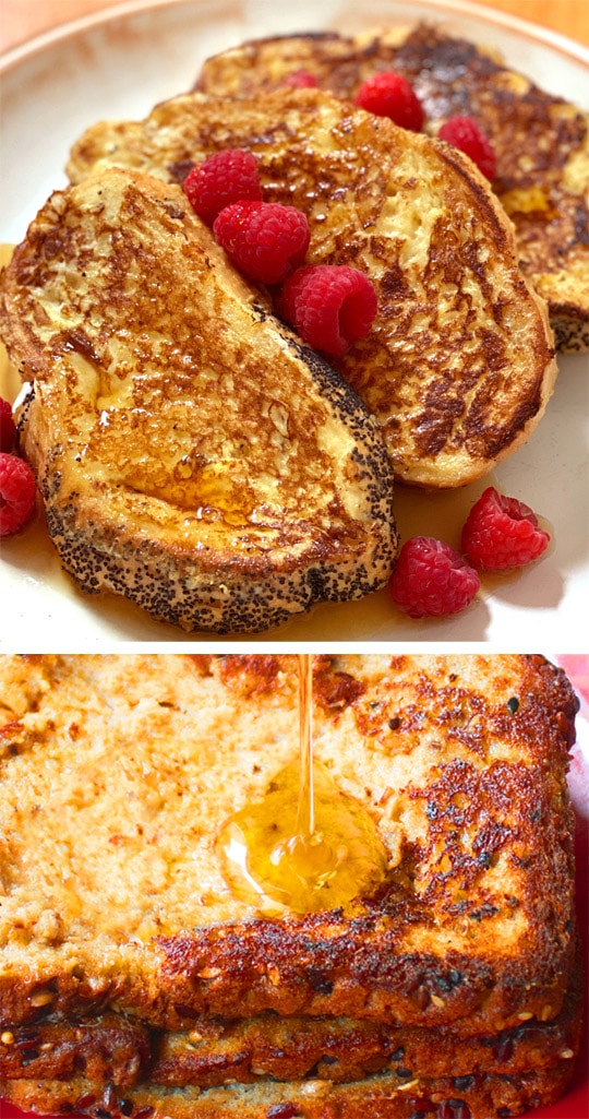 Plant Based Breakfast French Toast Recipe on multigrain bread