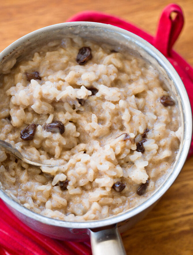 Vegan Rice Pudding with raisins