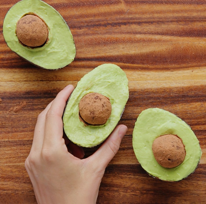 Avocado Shell Ice Cream With Chocolate Pit