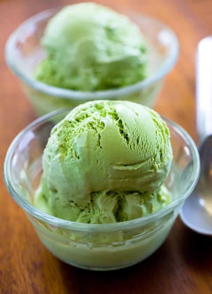Vegan avocado ice cream recipe in a bowl