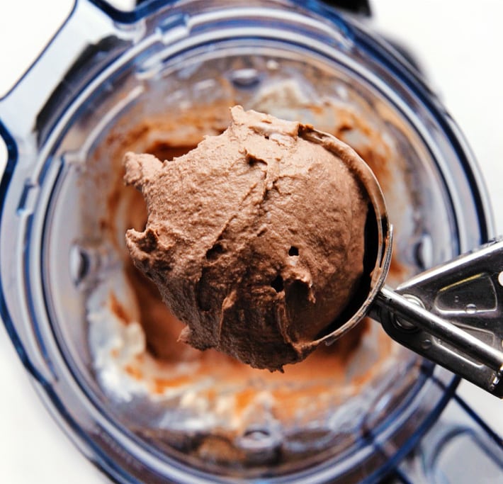 Chocolate Keto Ice Cream Recipe in a vitamix blender