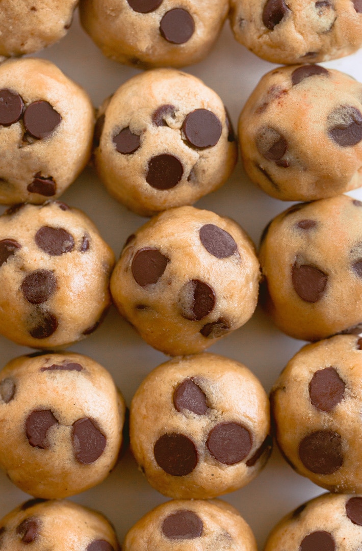 Raw Cookie Dough Bites - Cookie Dough Balls - Chocolate Covered Katie