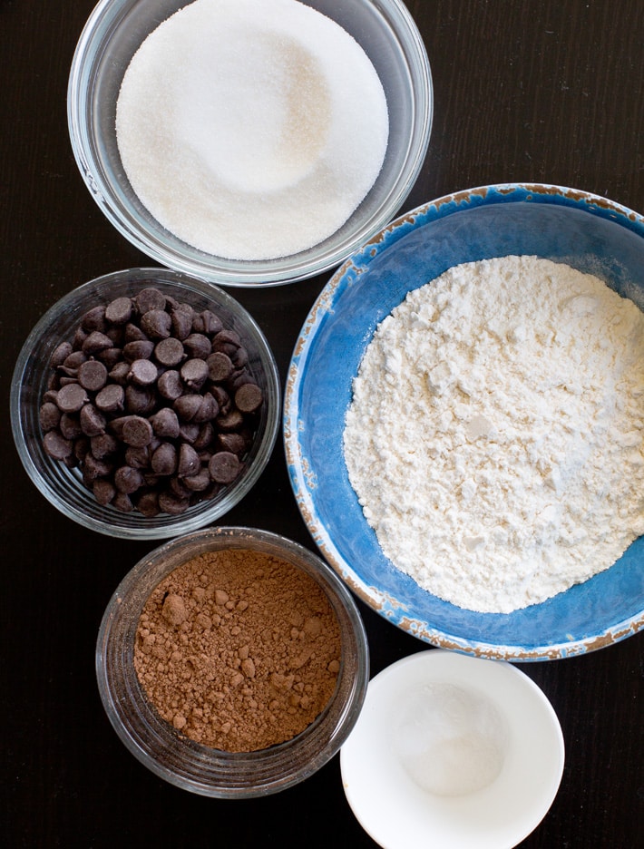 Ingredients for chocolate cookies