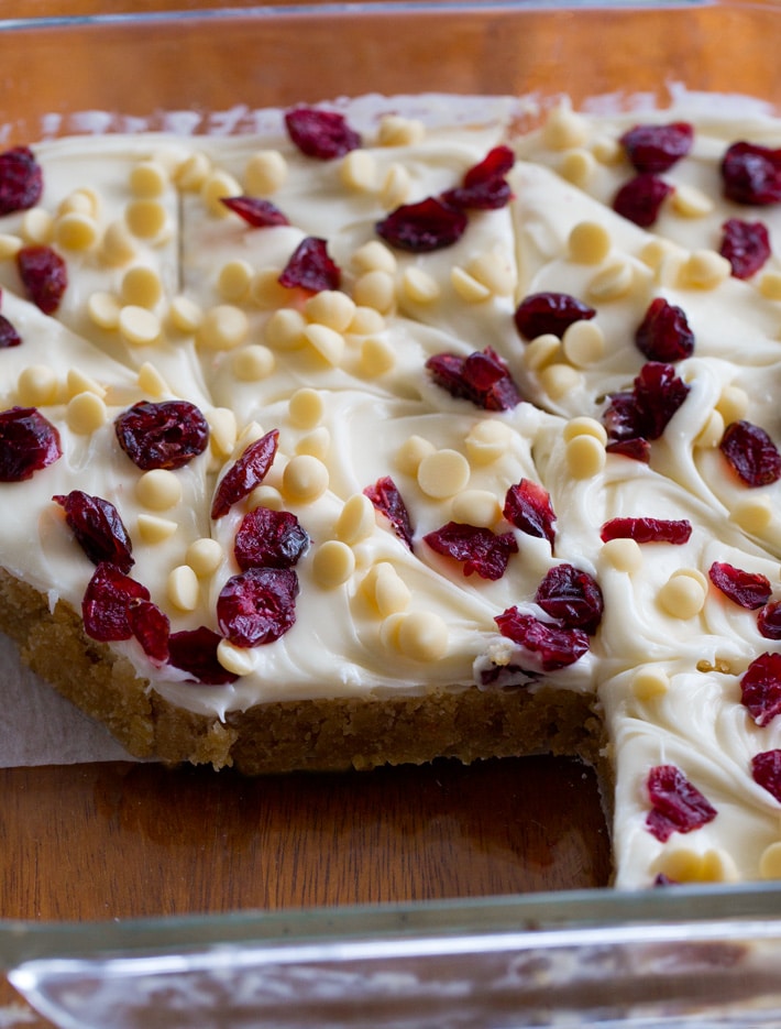 Cream Cheese Frosted Cranberry Kicks Holiday Bars