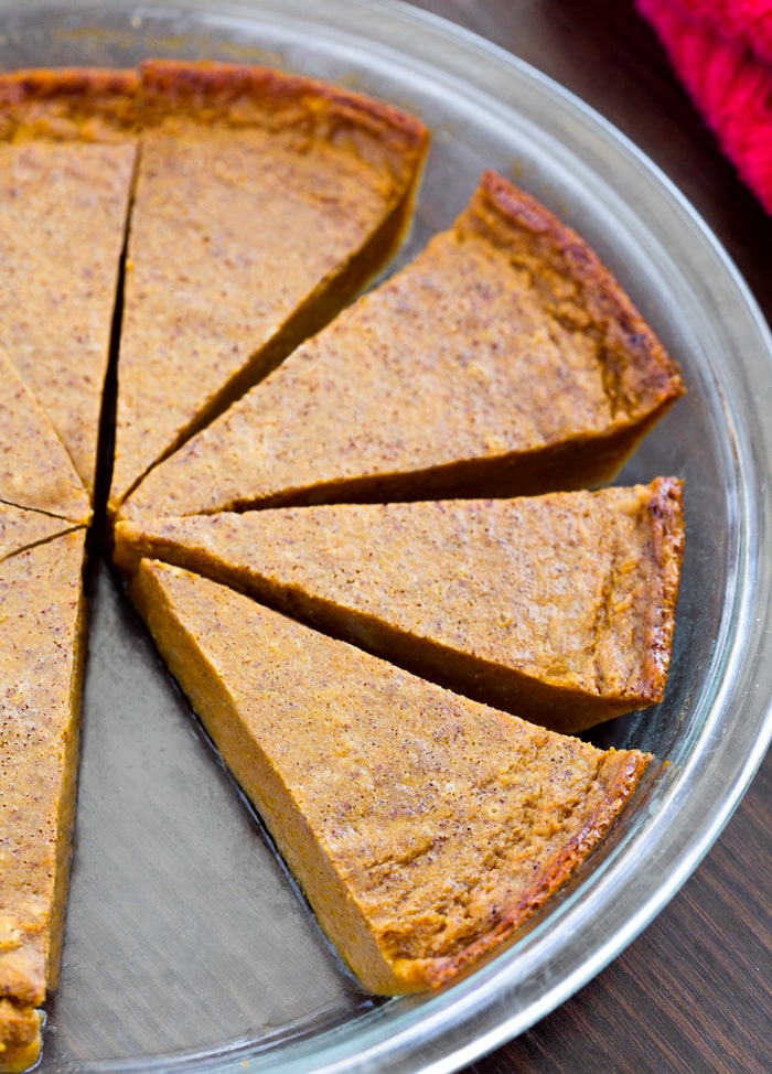 Slices Of Pumpkin Pie in a nine inch pie pan