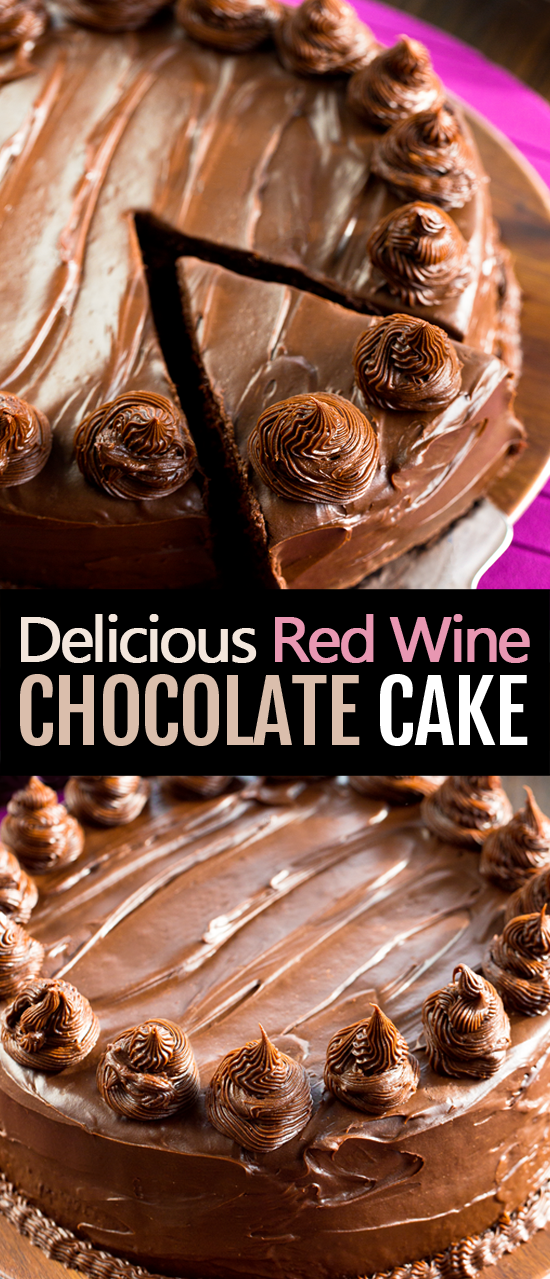 Chocolate red wine cake for birthdays and holidays