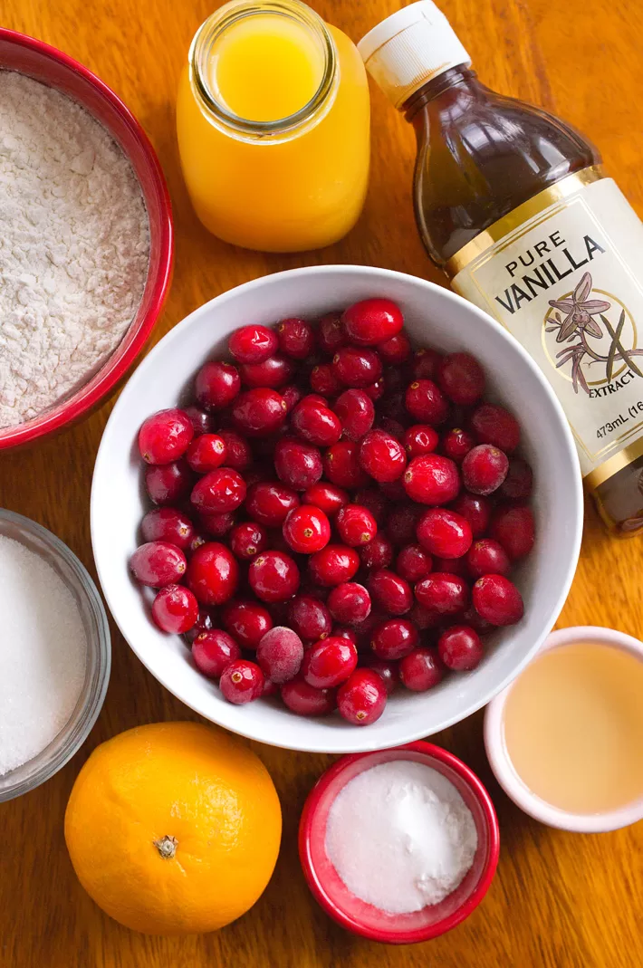Ingredients for homemade cranberry bread